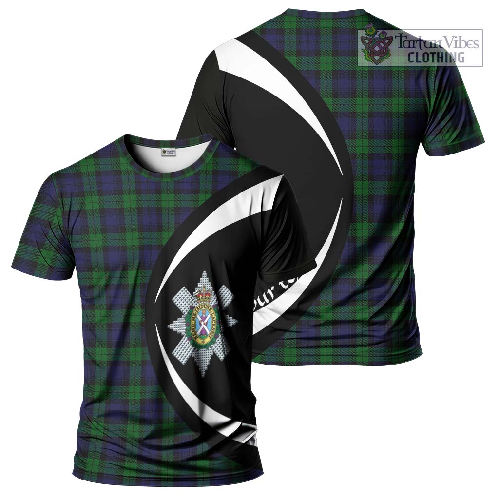 Tartan Vibes Clothing Black Watch Tartan T-Shirt with Family Crest Circle Style