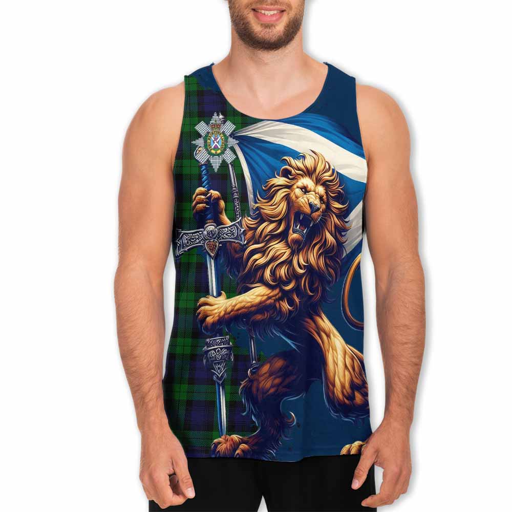 Tartan Vibes Clothing Black Watch Tartan Family Crest Men's Tank Top with Scottish Majestic Lion