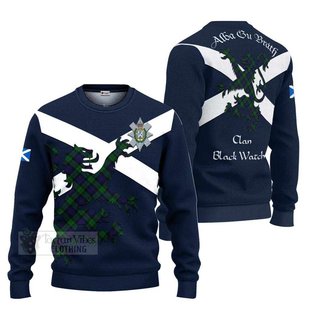 Tartan Vibes Clothing Black Watch Tartan Lion Rampant Knitted Sweater – Proudly Display Your Heritage with Alba Gu Brath and Clan Name