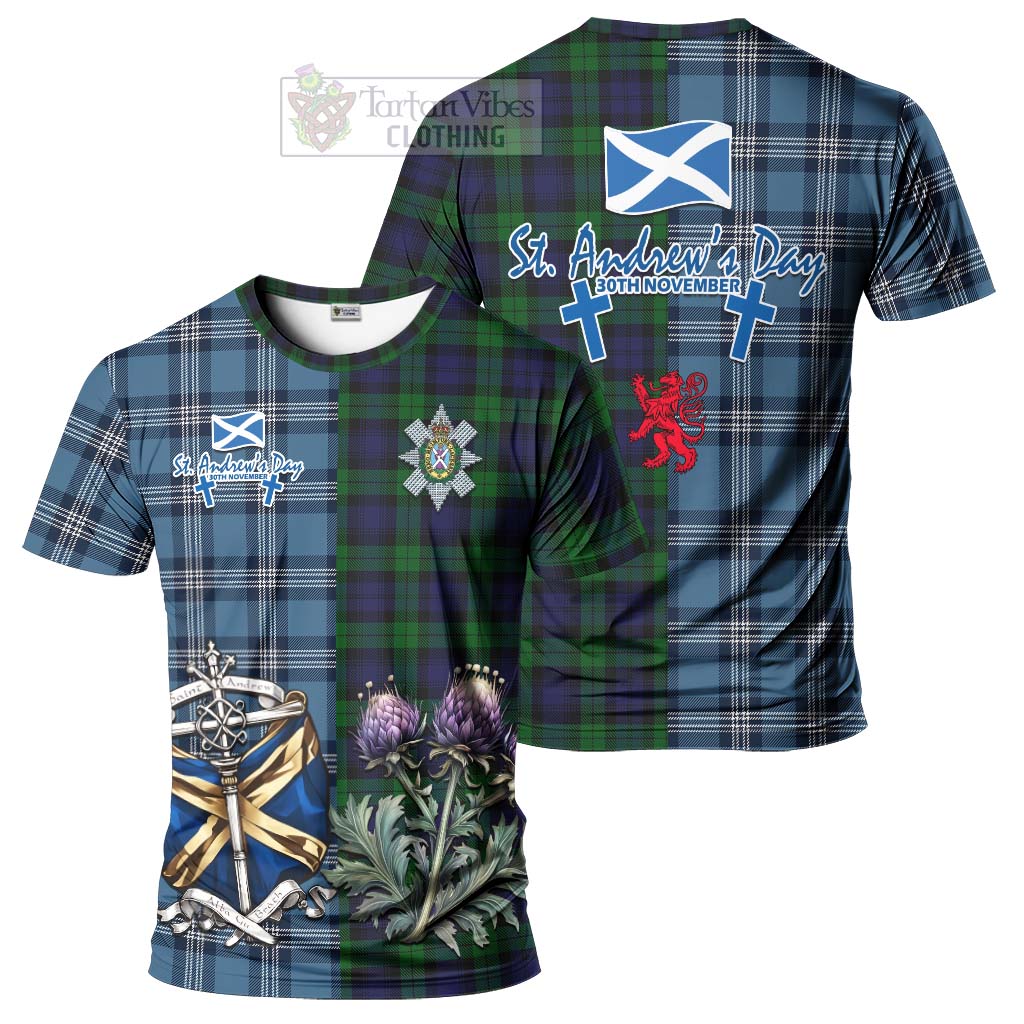 Tartan Vibes Clothing Black Watch Tartan T-Shirt Happy St. Andrew's Day Half Tartan Style