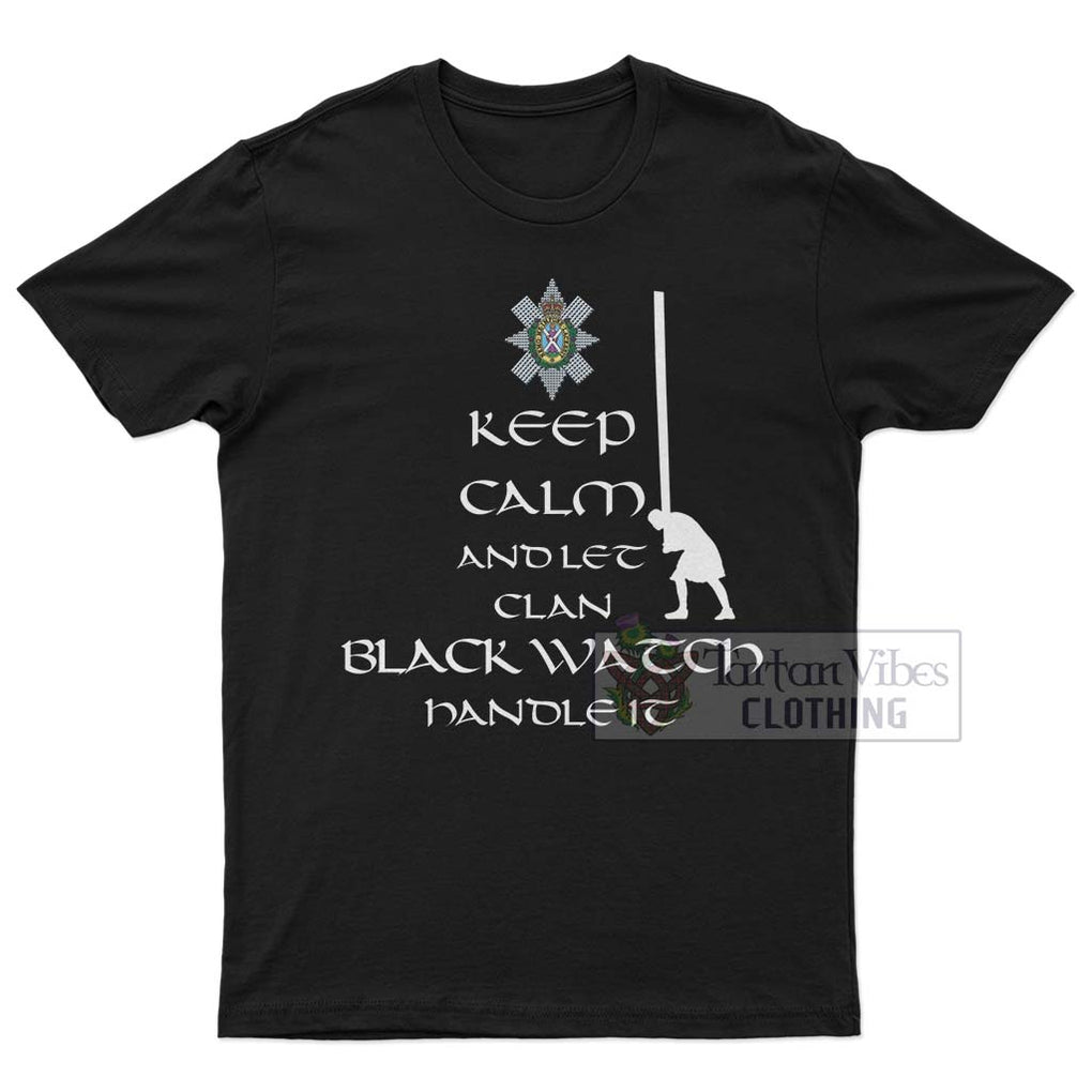 Black Watch Clan Men's T-Shirt: Keep Calm and Let the Clan Handle It Caber Toss Highland Games Style White - 2D-tartanvibesclothing