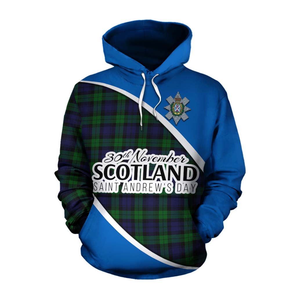 Tartan Vibes Clothing Black Watch Family Crest Tartan Cotton Hoodie Celebrate Saint Andrew's Day in Style