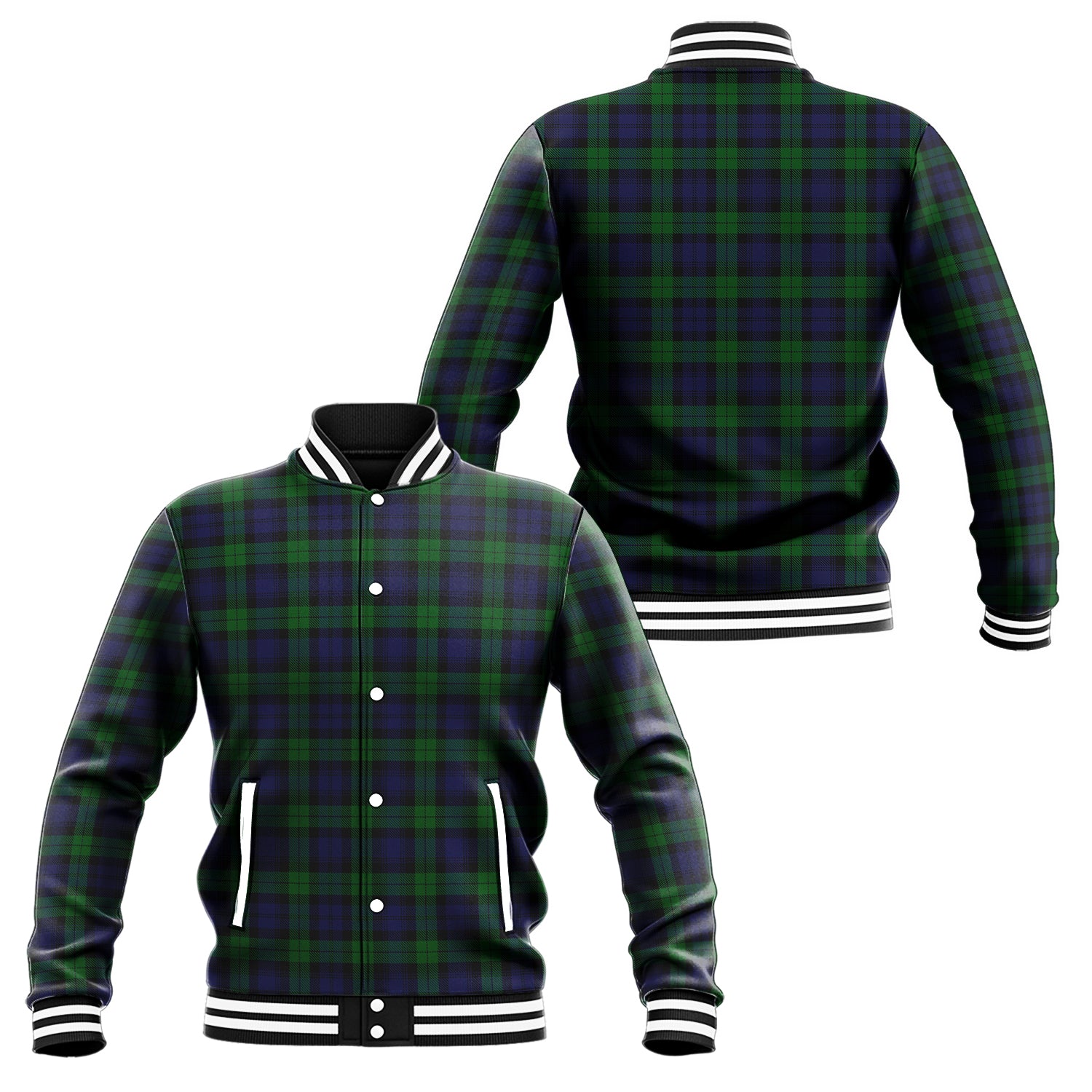 Black Watch Tartan Baseball Jacket Unisex - Tartan Vibes Clothing