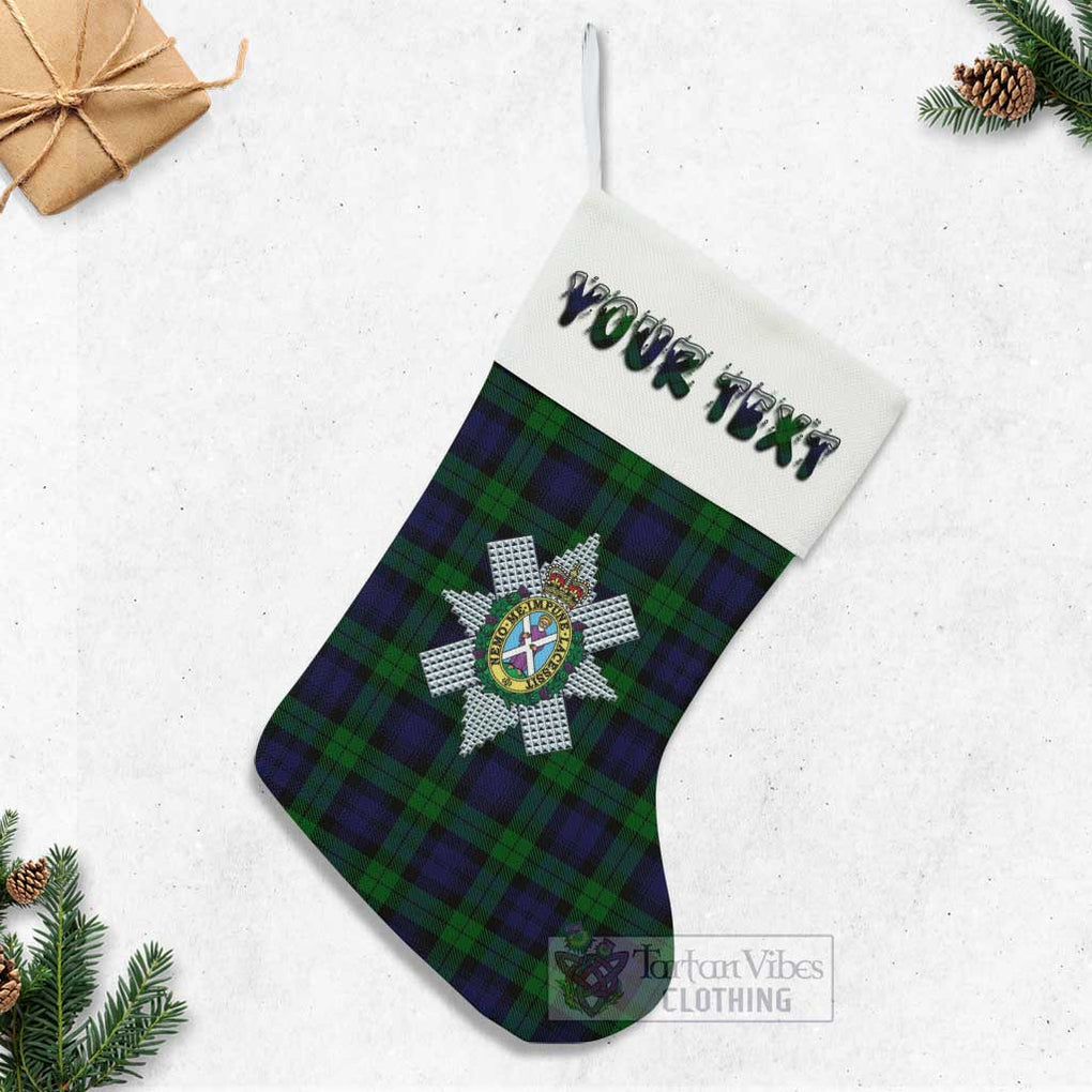 Tartan Vibes Clothing Black Watch Tartan Family Crest Christmas Stocking with Personalized Text