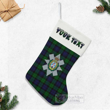 Black Watch Tartan Family Crest Christmas Stocking with Personalized Text