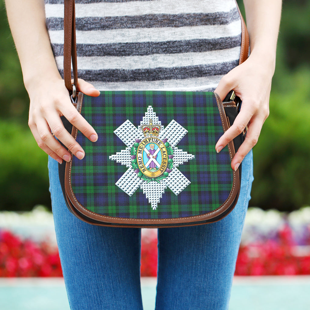 Black Watch Tartan Saddle Bag with Family Crest One Size - Tartan Vibes Clothing