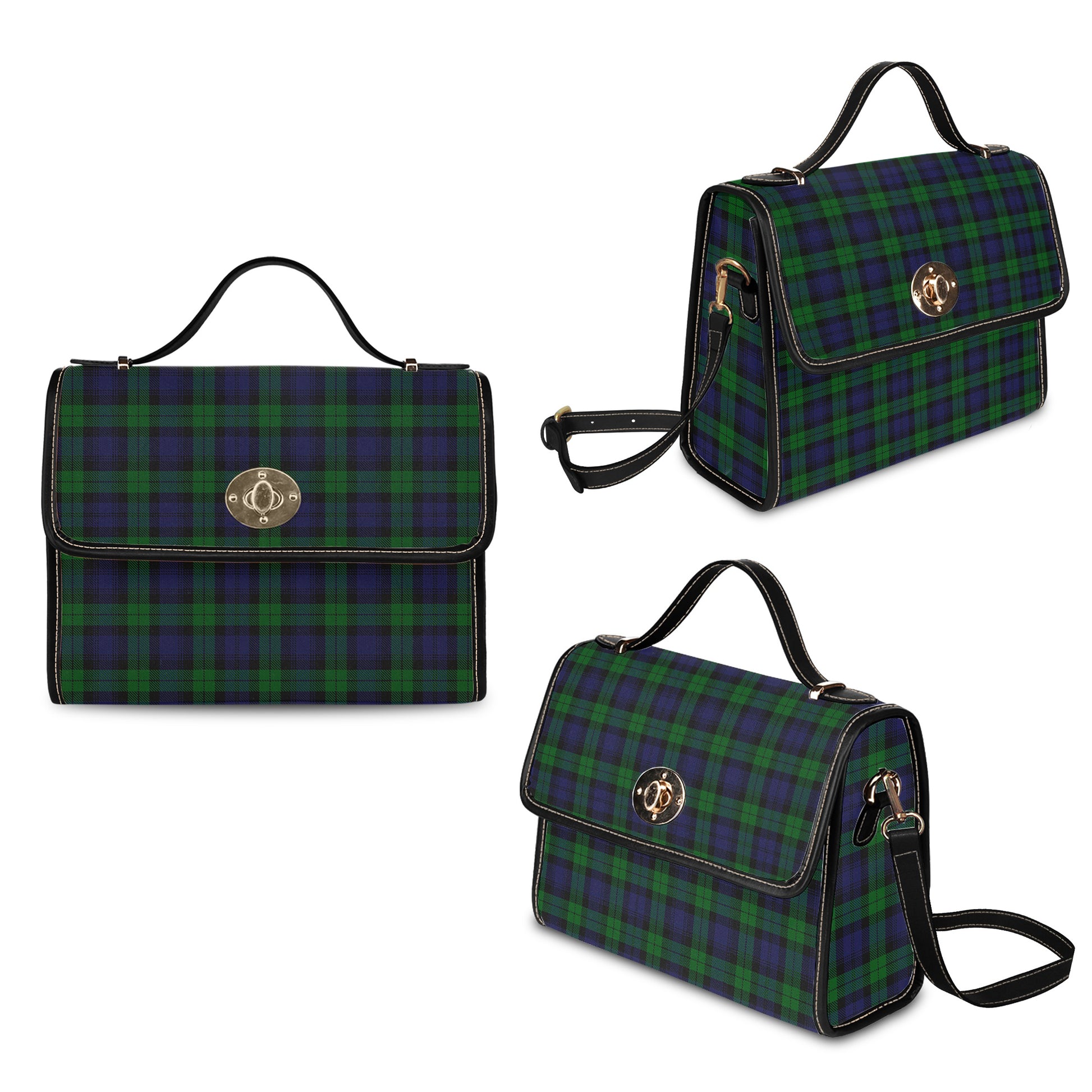 Black Watch Tartan Leather Strap Waterproof Canvas Bag One Size 34cm * 42cm (13.4" x 16.5") - Tartanvibesclothing