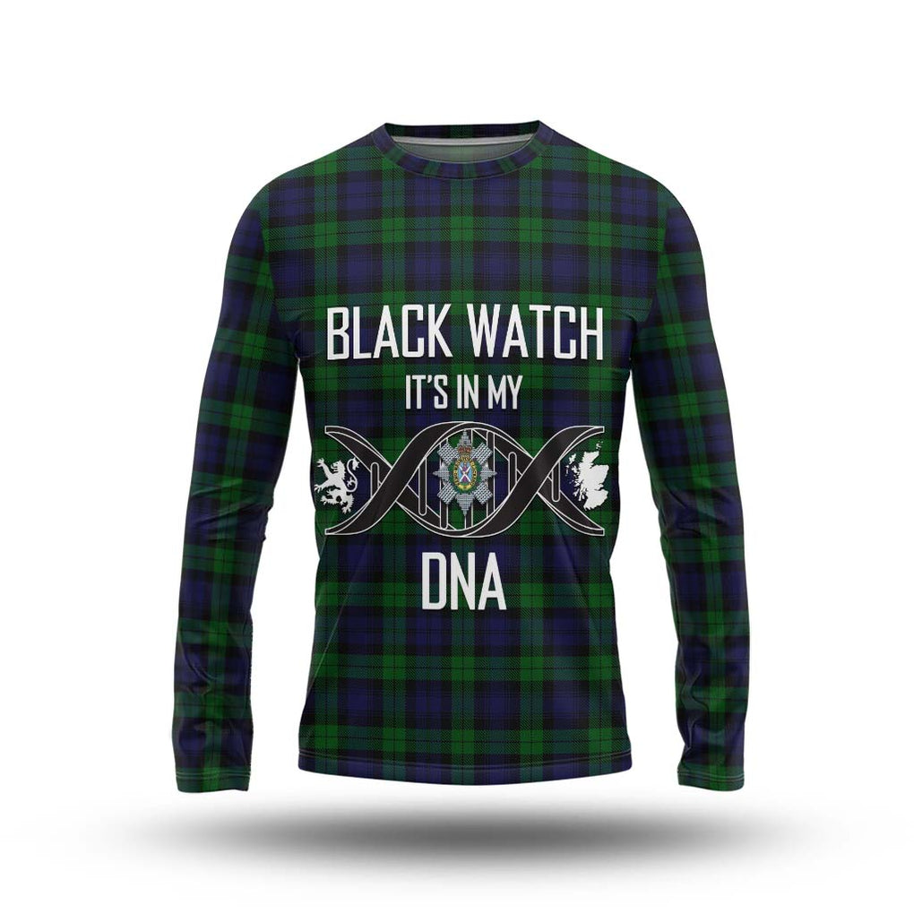 Black Watch Tartan Long Sleeve T-Shirt with Family Crest DNA In Me Style Unisex - Tartanvibesclothing Shop