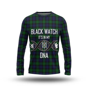 Black Watch Tartan Long Sleeve T-Shirt with Family Crest DNA In Me Style