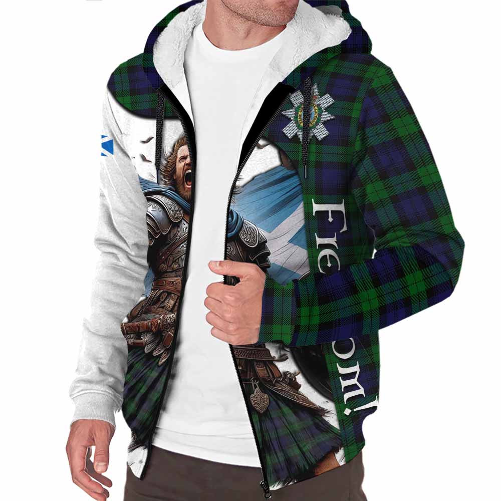 Tartan Vibes Clothing Black Watch Crest Tartan Sherpa Hoodie Inspired by the Freedom of Scottish Warrior