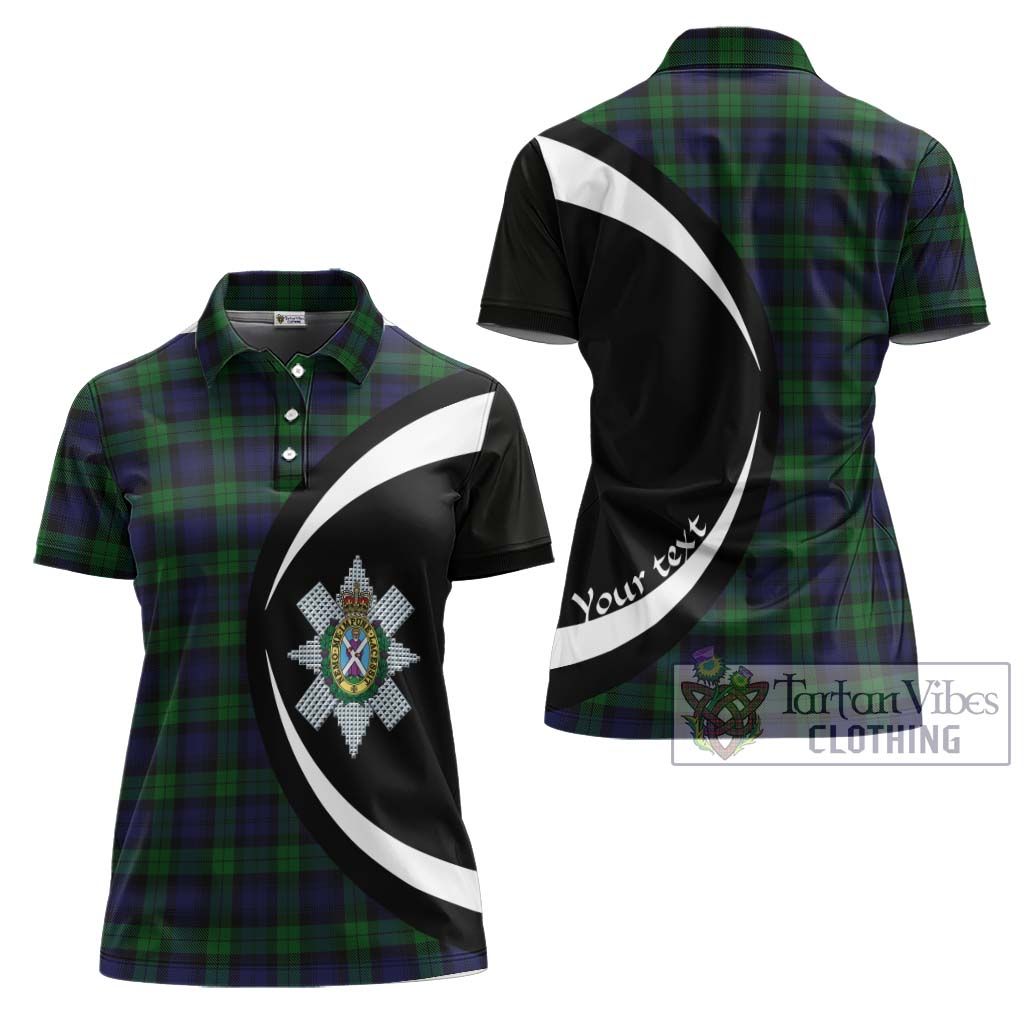 Tartan Vibes Clothing Black Watch Tartan Women's Polo Shirt with Family Crest Circle Style