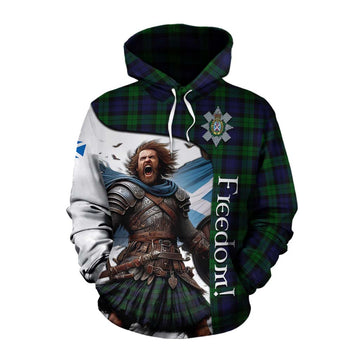 Black Watch Crest Tartan Cotton Hoodie Inspired by the Freedom of Scottish Warrior