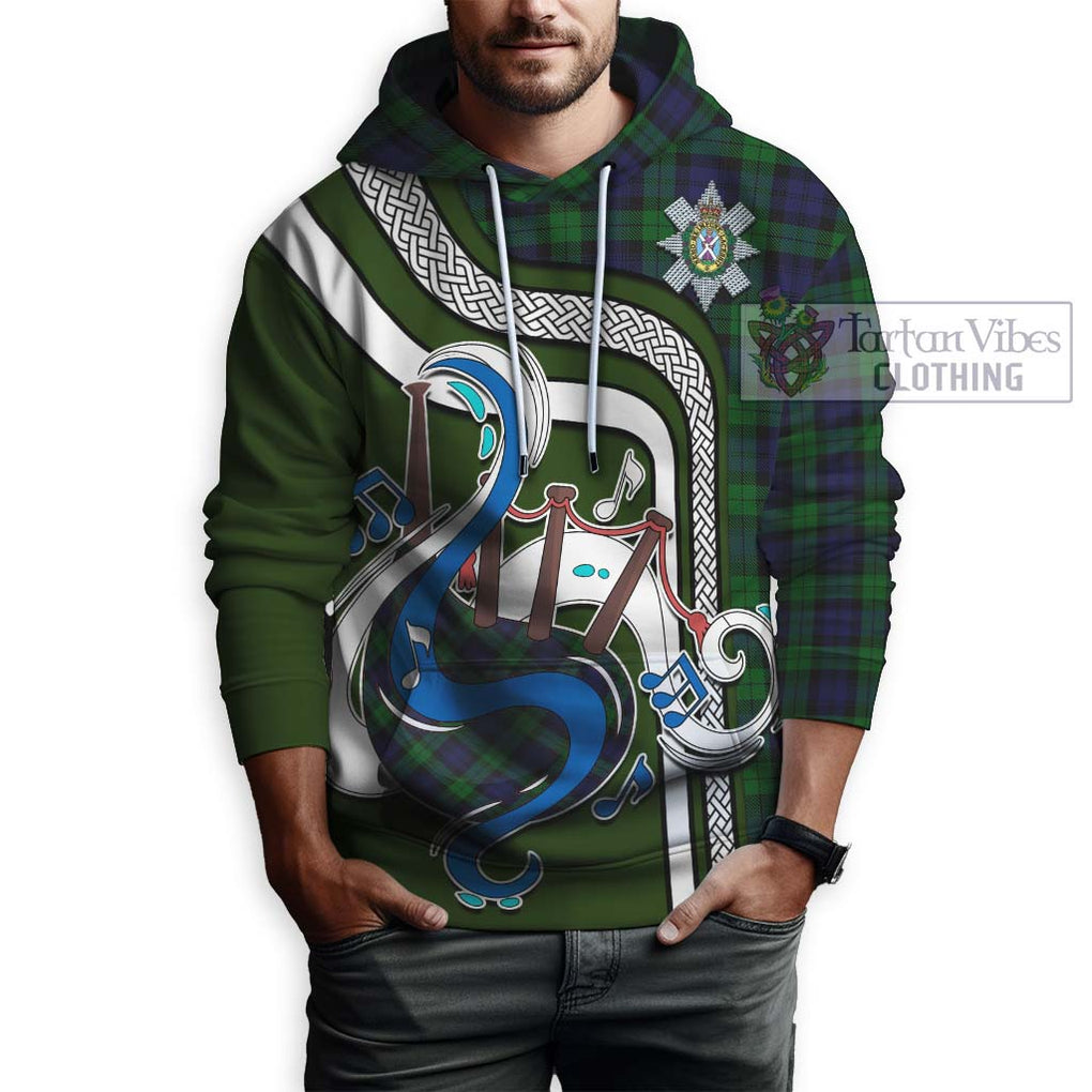 Black Watch Tartan Hoodie with Epic Bagpipe Style Zip Hoodie - Tartanvibesclothing Shop