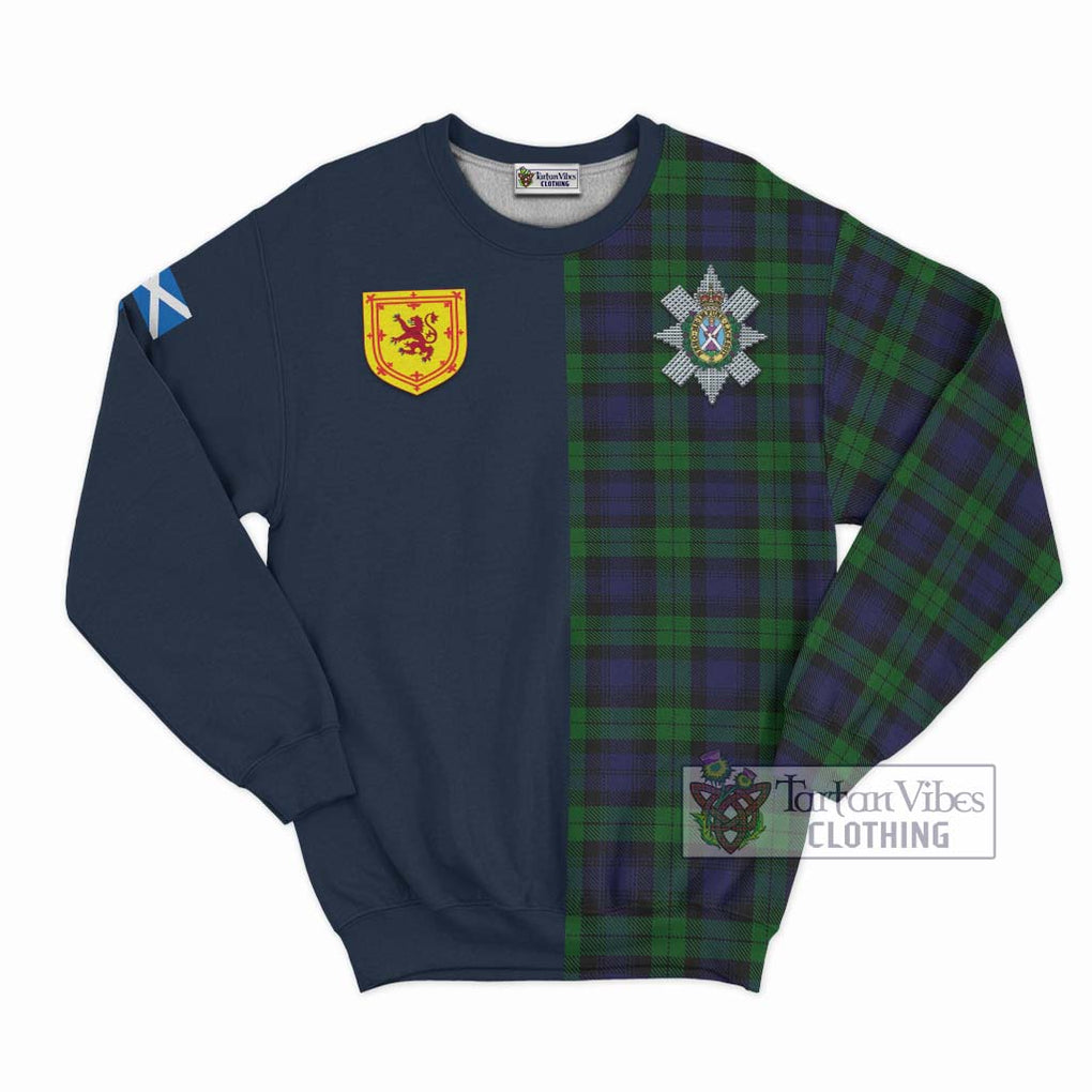 Tartan Vibes Clothing Black Watch Tartan Sweatshirt with Scottish Lion Royal Arm Half Style