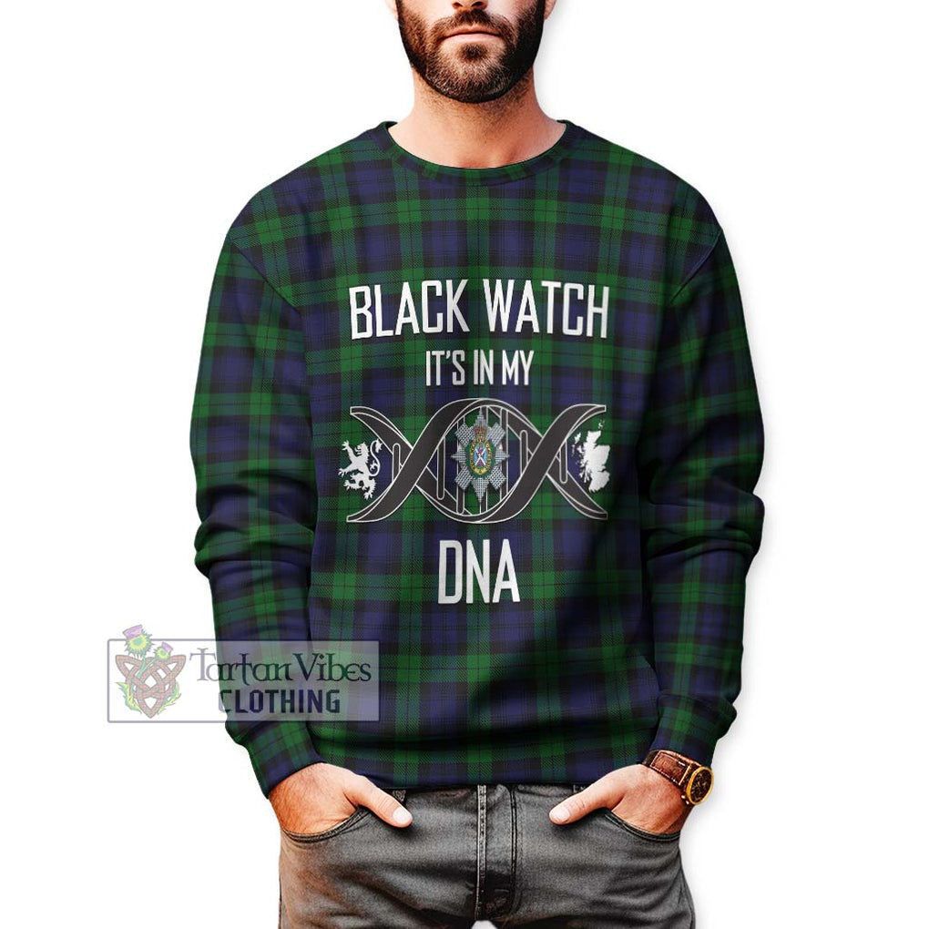 Black Watch Tartan Sweatshirt with Family Crest DNA In Me Style Unisex - Tartanvibesclothing Shop