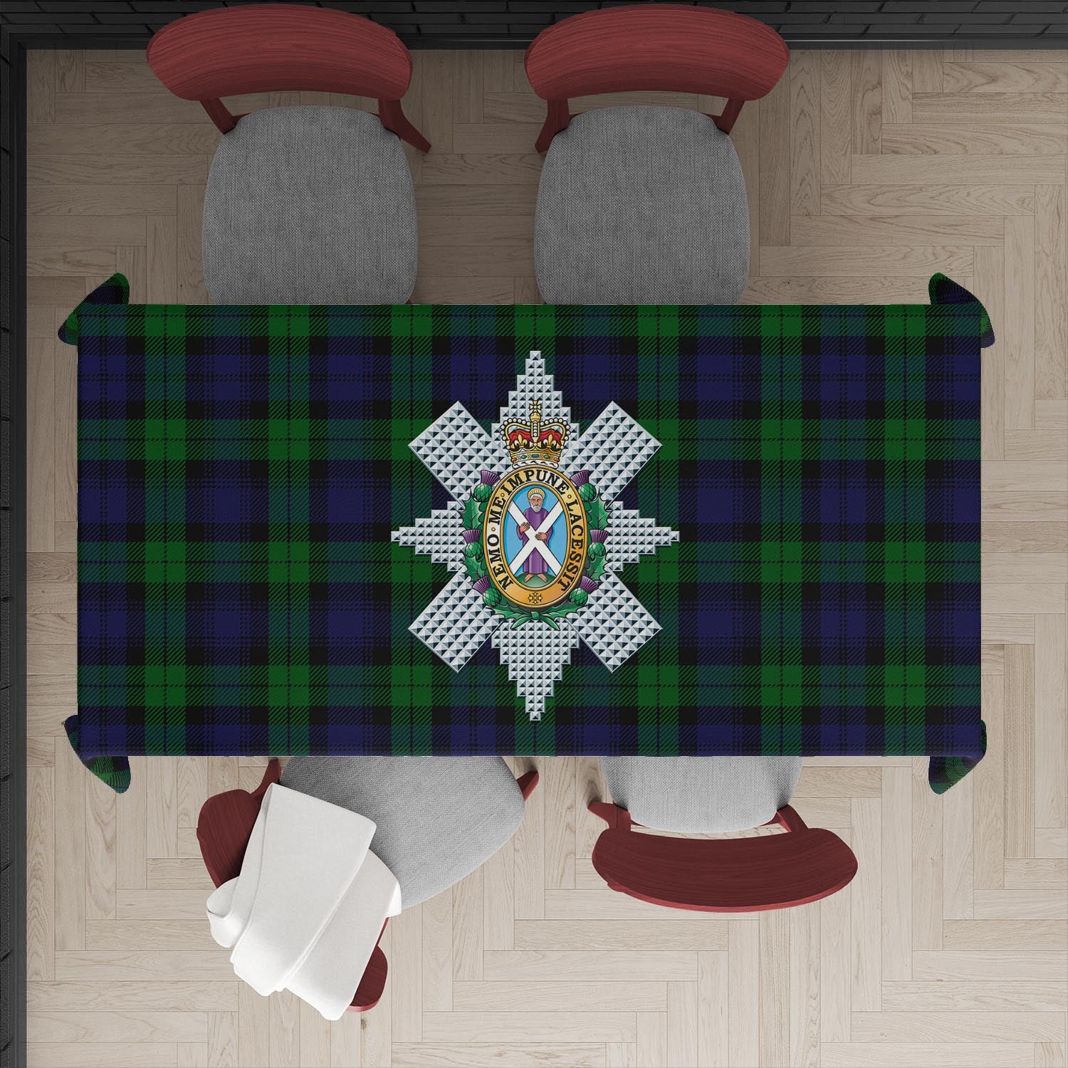 Black Watch Tatan Tablecloth with Family Crest - Tartanvibesclothing