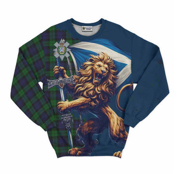 Black Watch Tartan Family Crest Sweatshirt with Scottish Majestic Lion