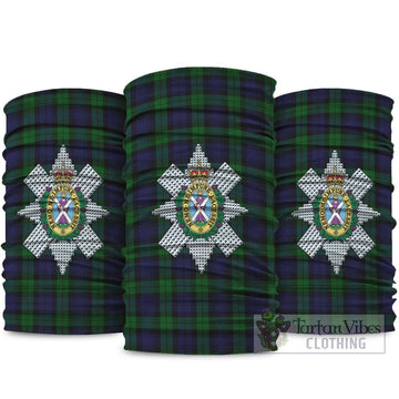 Black Watch Tartan Neck Gaiters, Tartan Bandanas, Tartan Head Band with Family Crest