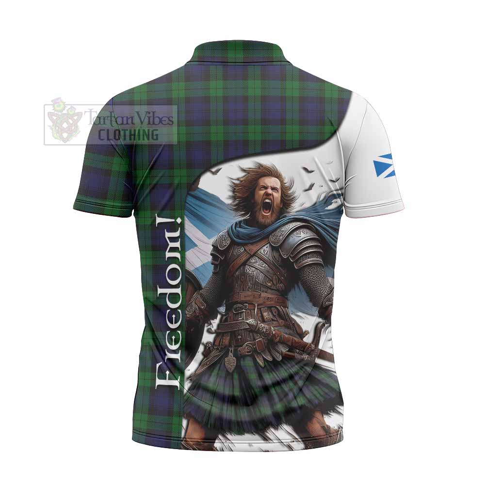 Tartan Vibes Clothing Black Watch Crest Tartan Zipper Polo Shirt Inspired by the Freedom of Scottish Warrior