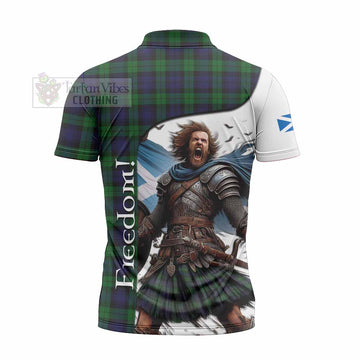 Black Watch Crest Tartan Zipper Polo Shirt Inspired by the Freedom of Scottish Warrior