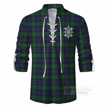 Black Watch Tartan Ghillie Kilt Shirt with Family Crest DNA In Me Style