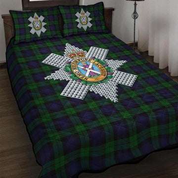 Black Watch Tartan Quilt Bed Set with Family Crest