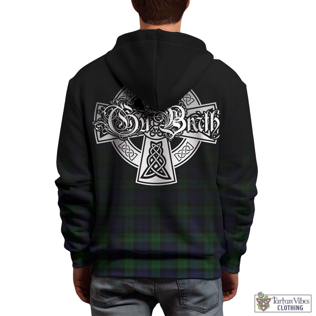 Tartan Vibes Clothing Black Watch Tartan Hoodie Featuring Alba Gu Brath Family Crest Celtic Inspired