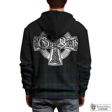 Black Watch Tartan Hoodie Featuring Alba Gu Brath Family Crest Celtic Inspired