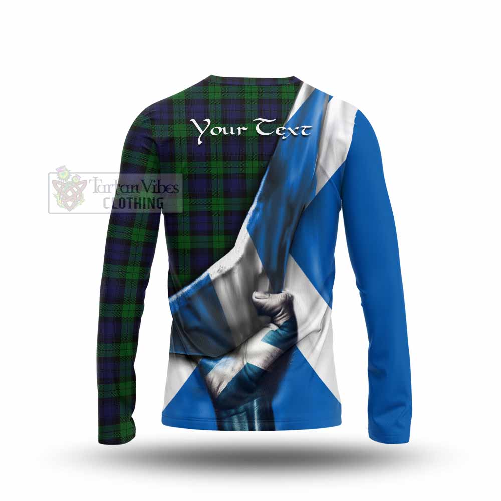 Tartan Vibes Clothing Black Watch Tartan Long Sleeve T-Shirt with Family Crest Scotland Patriotic Style