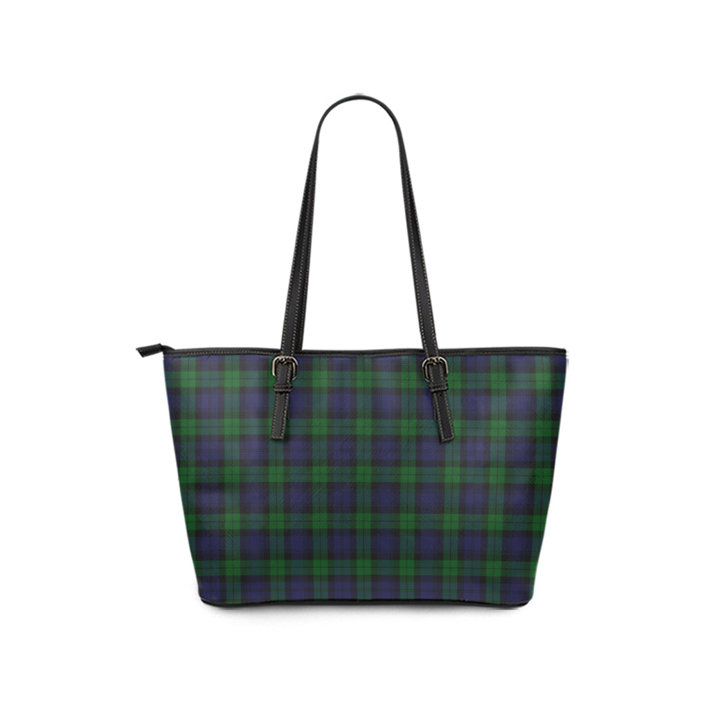 Black Watch Tartan Leather Tote Bag - Tartanvibesclothing