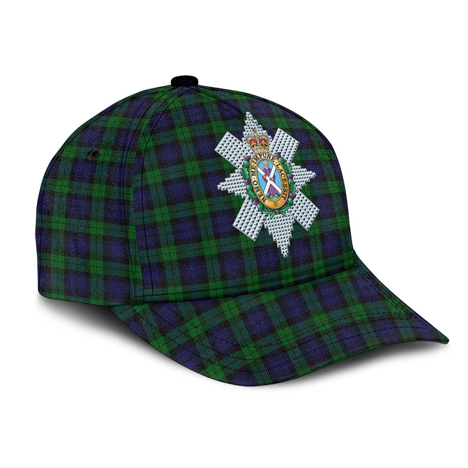 Black Watch Tartan Classic Cap with Family Crest - Tartan Vibes Clothing