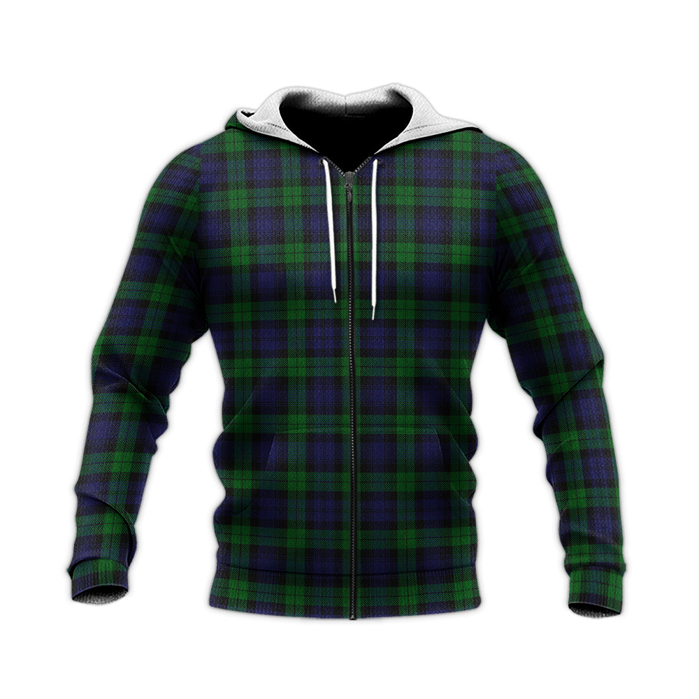 Black Watch Tartan Knitted Hoodie Unisex Knitted Zip Hoodie - Tartanvibesclothing