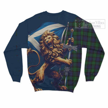 Black Watch Tartan Family Crest Sweatshirt with Scottish Majestic Lion