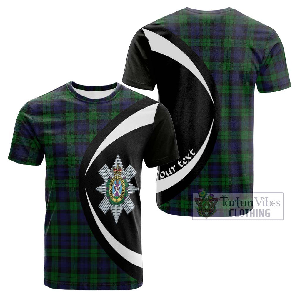 Tartan Vibes Clothing Black Watch Tartan Cotton T-shirt with Family Crest Circle Style