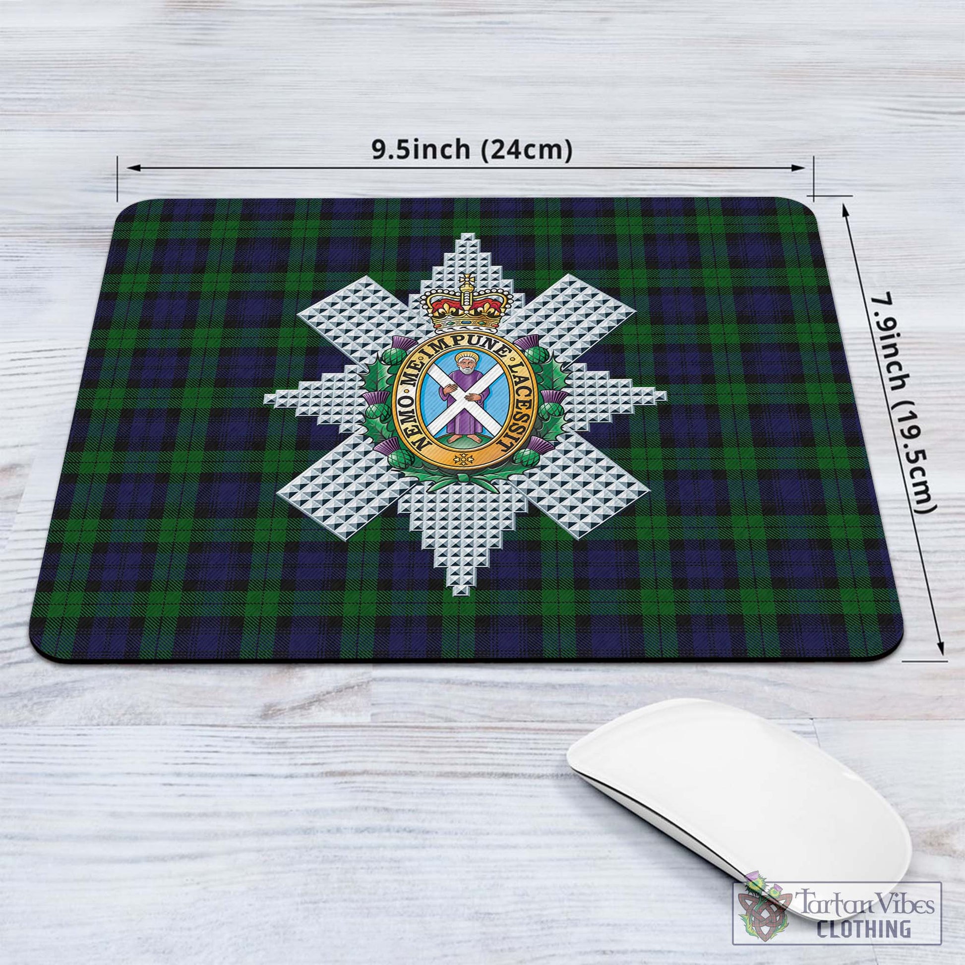 Tartan Vibes Clothing Black Watch Tartan Mouse Pad with Family Crest