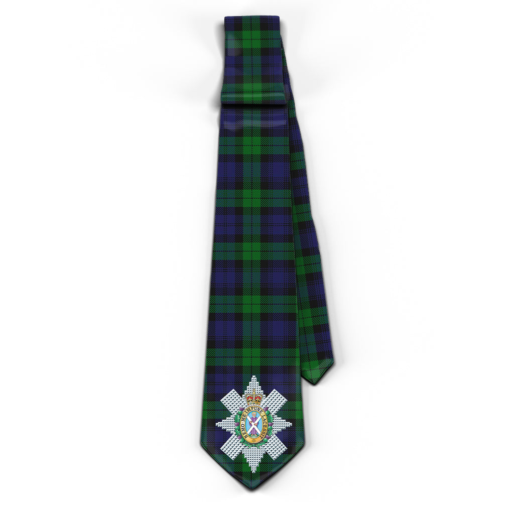 Black Watch Tartan Classic Necktie with Family Crest - Tartan Vibes Clothing