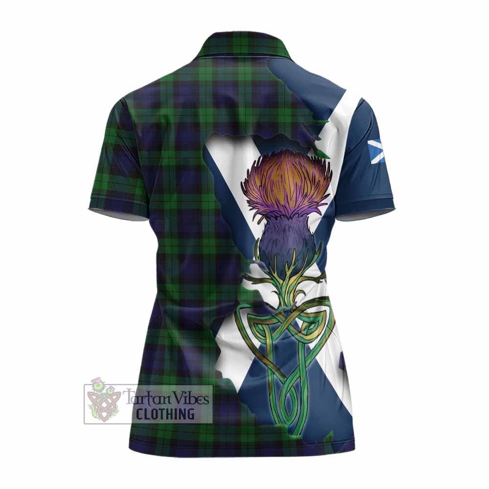 Black Watch Tartan Family Crest Women's Polo Shirt Scottish Thistle Celtic Inspired - Tartan Vibes Clothing