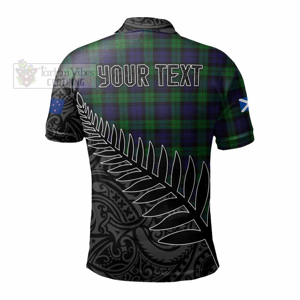 Black Watch Crest Tartan Polo Shirt with New Zealand Silver Fern Half Style