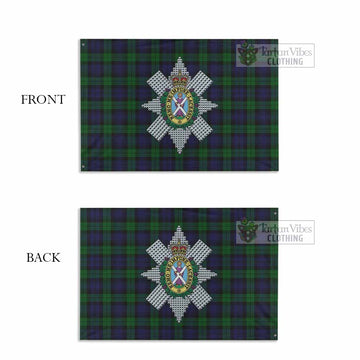 Black Watch Tartan House Flag with Family Crest