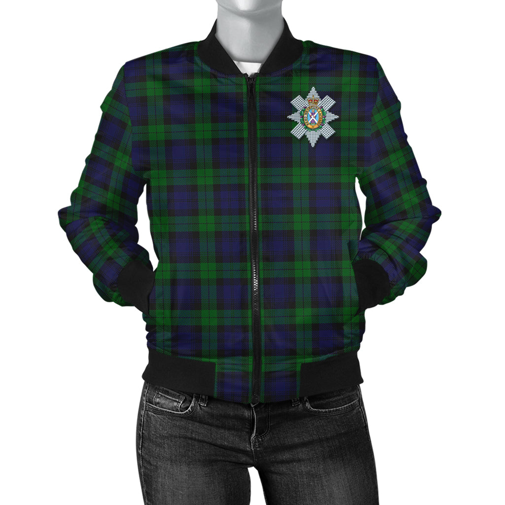 Black Watch Tartan Bomber Jacket with Family Crest - Tartanvibesclothing