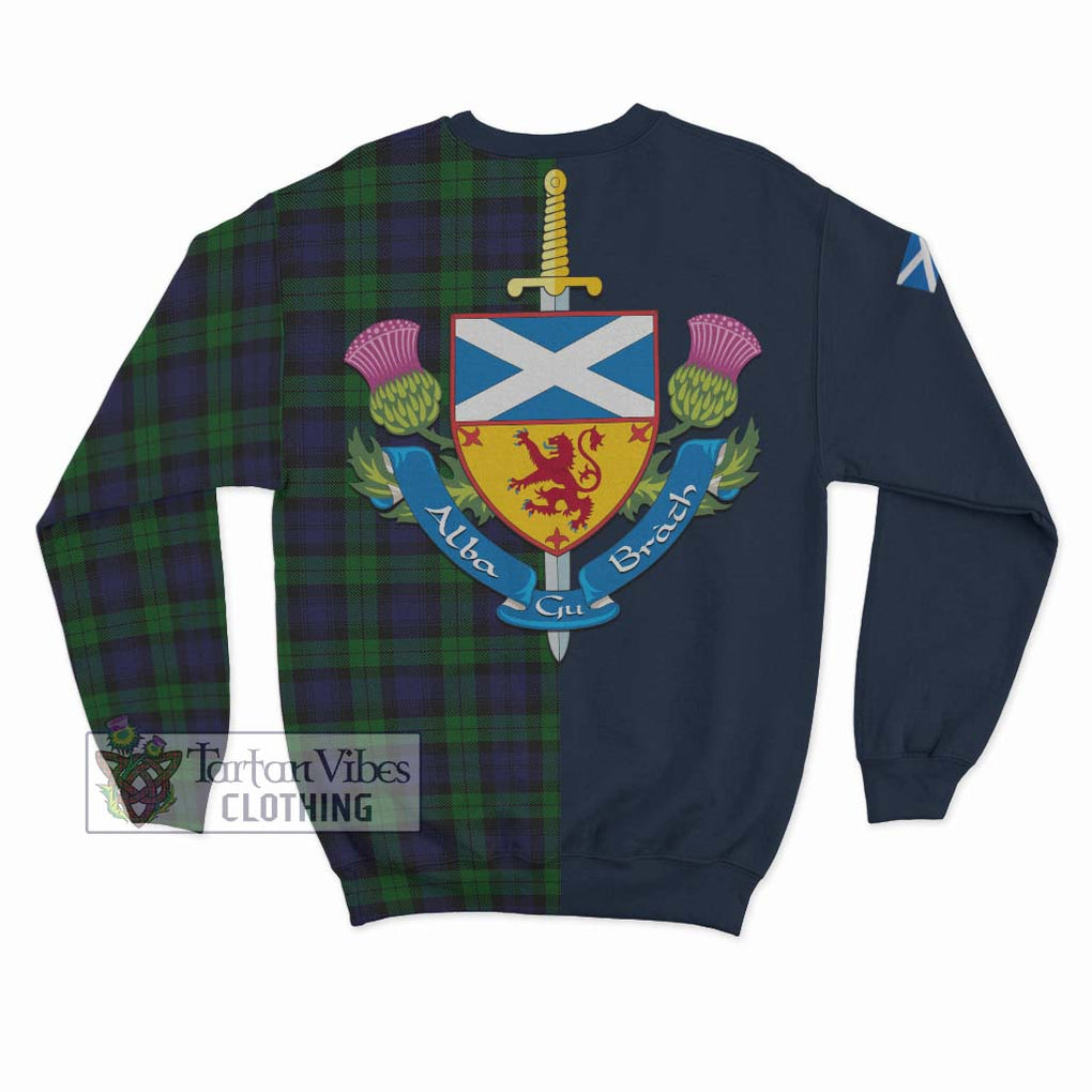 Tartan Vibes Clothing Black Watch Tartan Sweatshirt with Scottish Lion Royal Arm Half Style