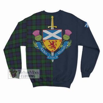 Black Watch Tartan Sweatshirt Alba with Scottish Lion Royal Arm Half Style