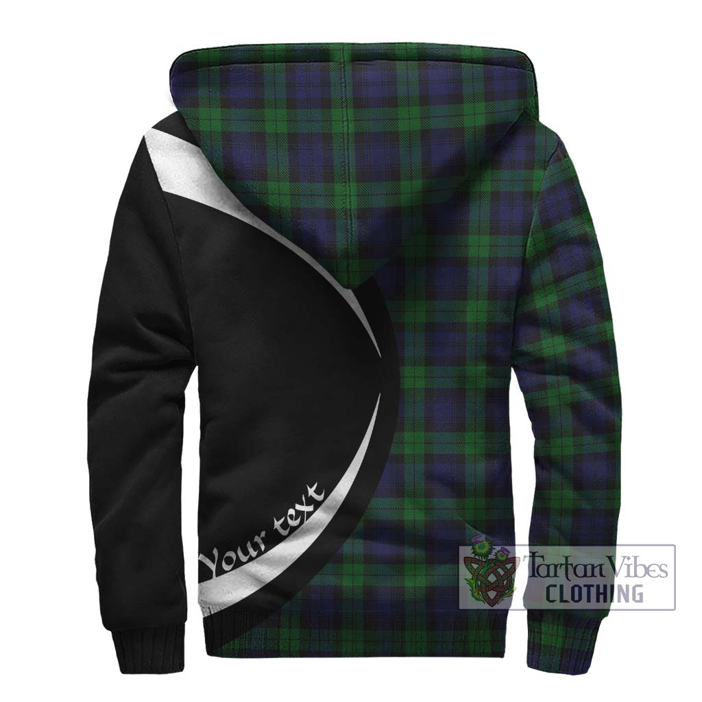 Black Watch Tartan Sherpa Hoodie with Family Crest Circle Style - Tartan Vibes Clothing