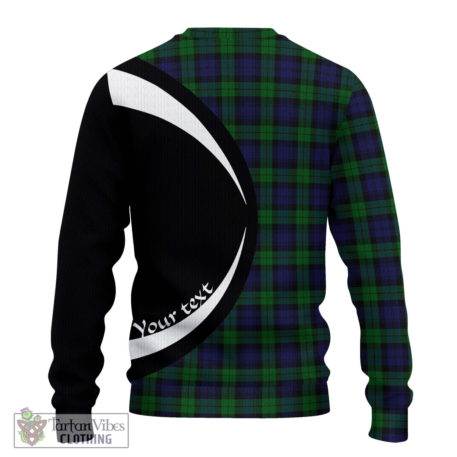 Black Watch Tartan Ugly Sweater with Family Crest Circle Style - Tartan Vibes Clothing