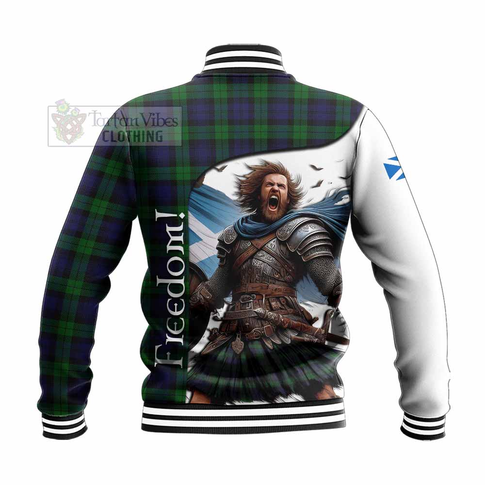 Tartan Vibes Clothing Black Watch Crest Tartan Baseball Jacket Inspired by the Freedom of Scottish Warrior