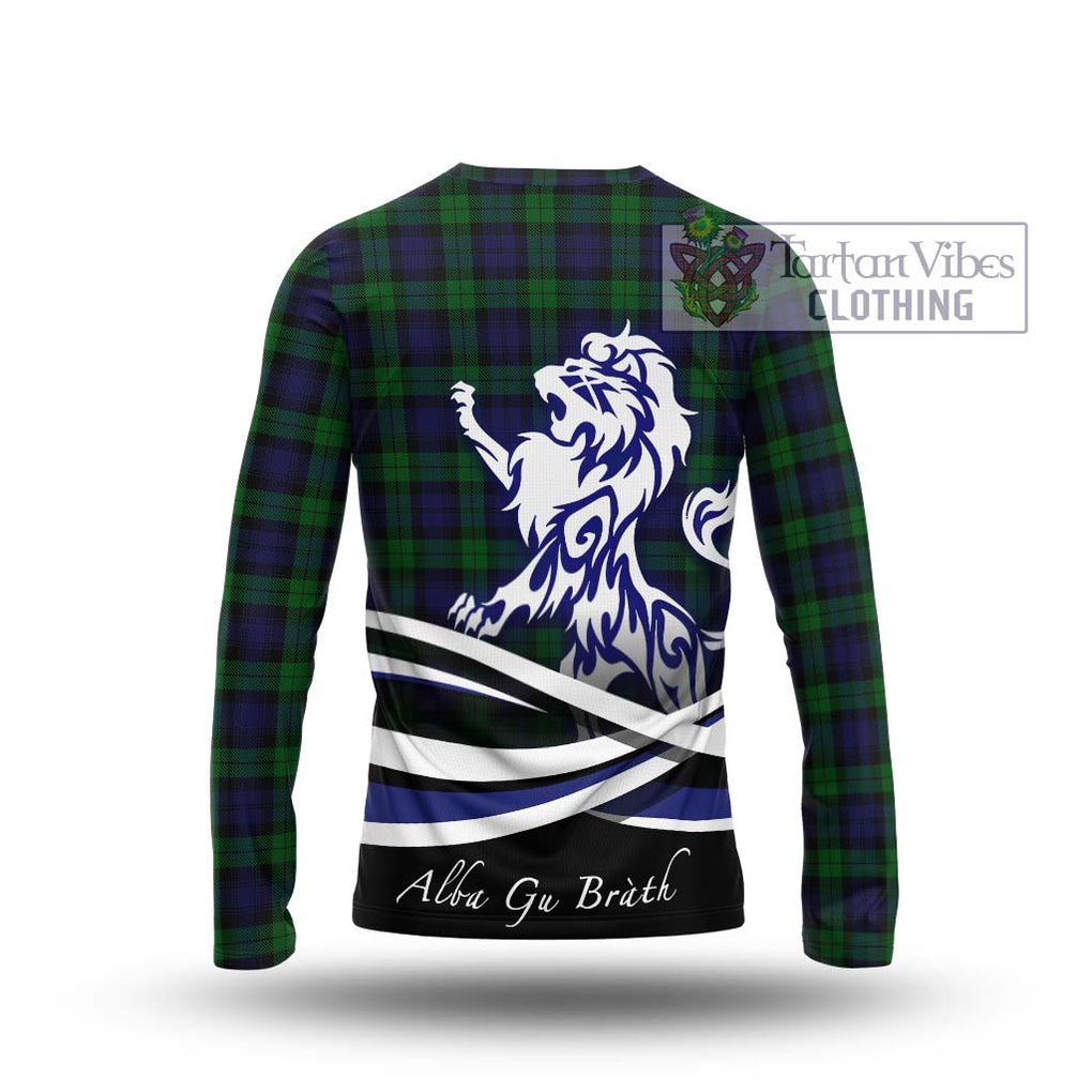 Black Watch Tartan Long Sleeve T-Shirt with Alba Gu Brath Regal Lion Emblem - Tartanvibesclothing Shop