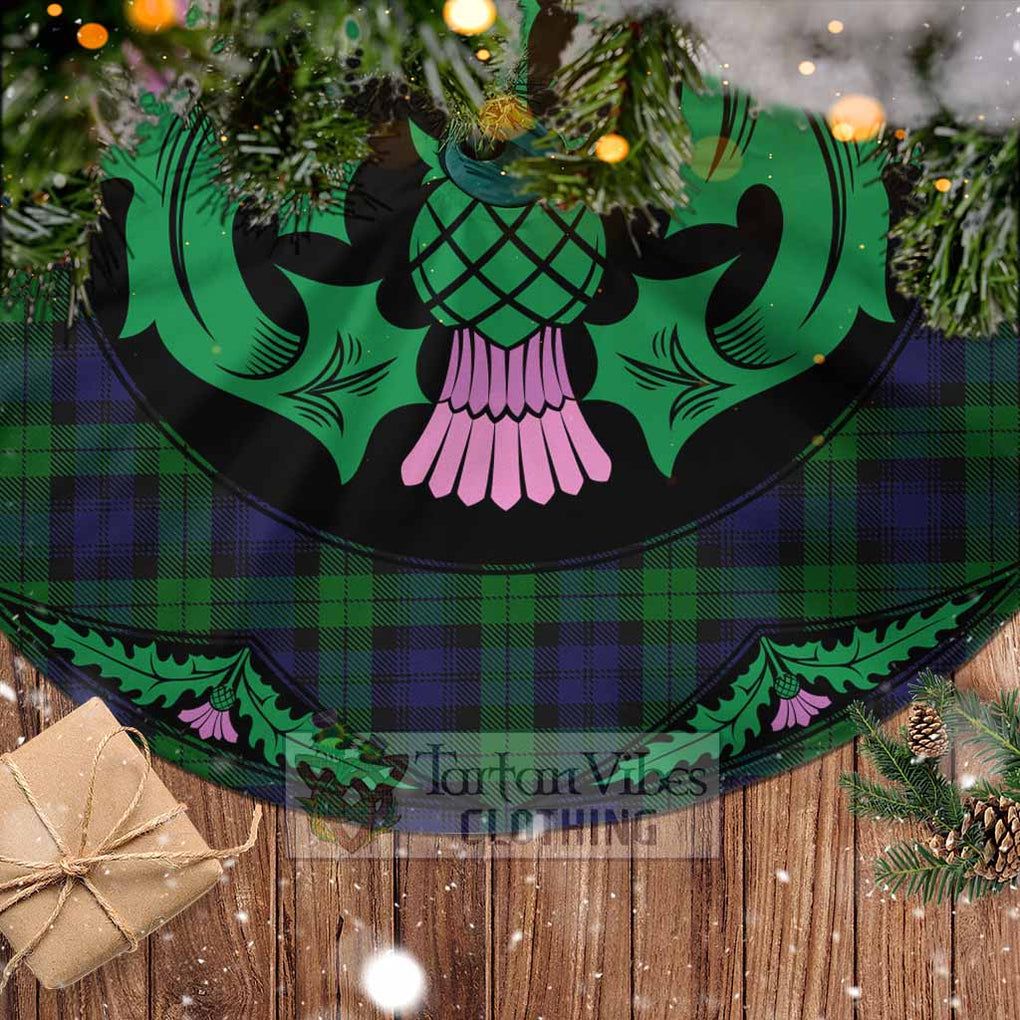 Tartan Vibes Clothing Black Watch Tartan Christmas Tree Skirt Scottish Thistle Style