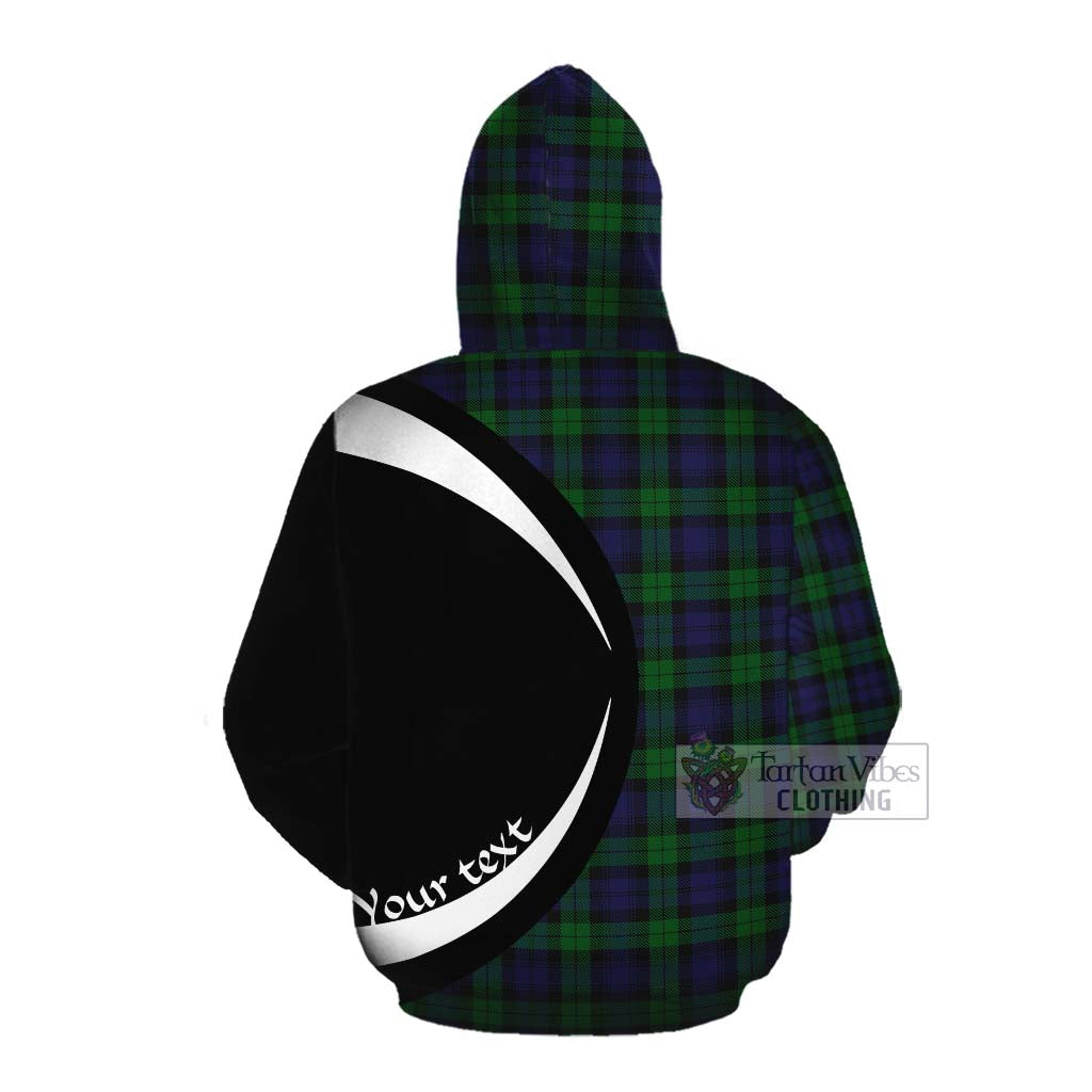 Tartan Vibes Clothing Black Watch Tartan Cotton Hoodie with Family Crest Circle Style