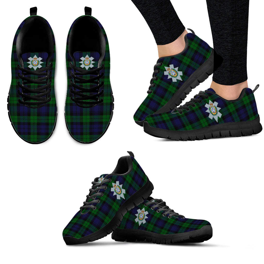 Black Watch Tartan Sneakers with Family Crest - Tartan Vibes Clothing