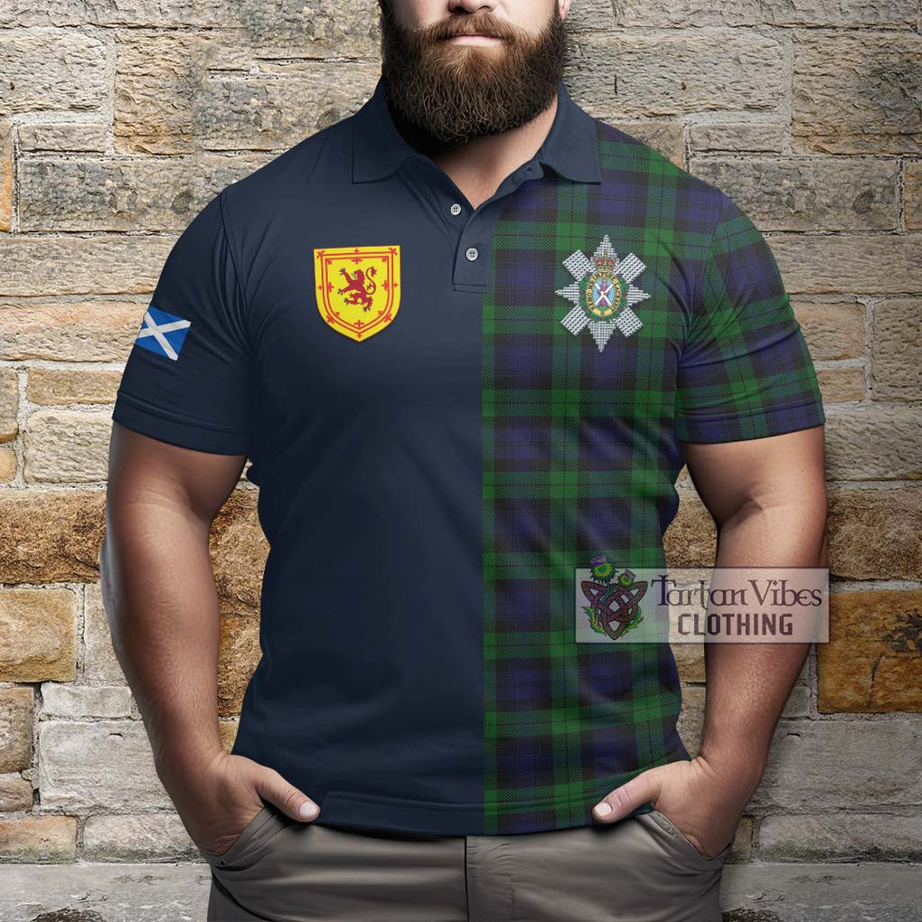 Tartan Vibes Clothing Black Watch Tartan Polo Shirt with Scottish Lion Royal Arm Half Style